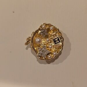 CHANEL Gold and Silver Brooch with Pearls comes with free necklace